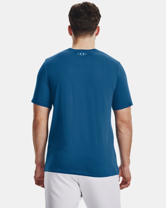 Men's UA Team Issue Wordmark Short Sleeve, Blue, pdpMainDesktop image number 1